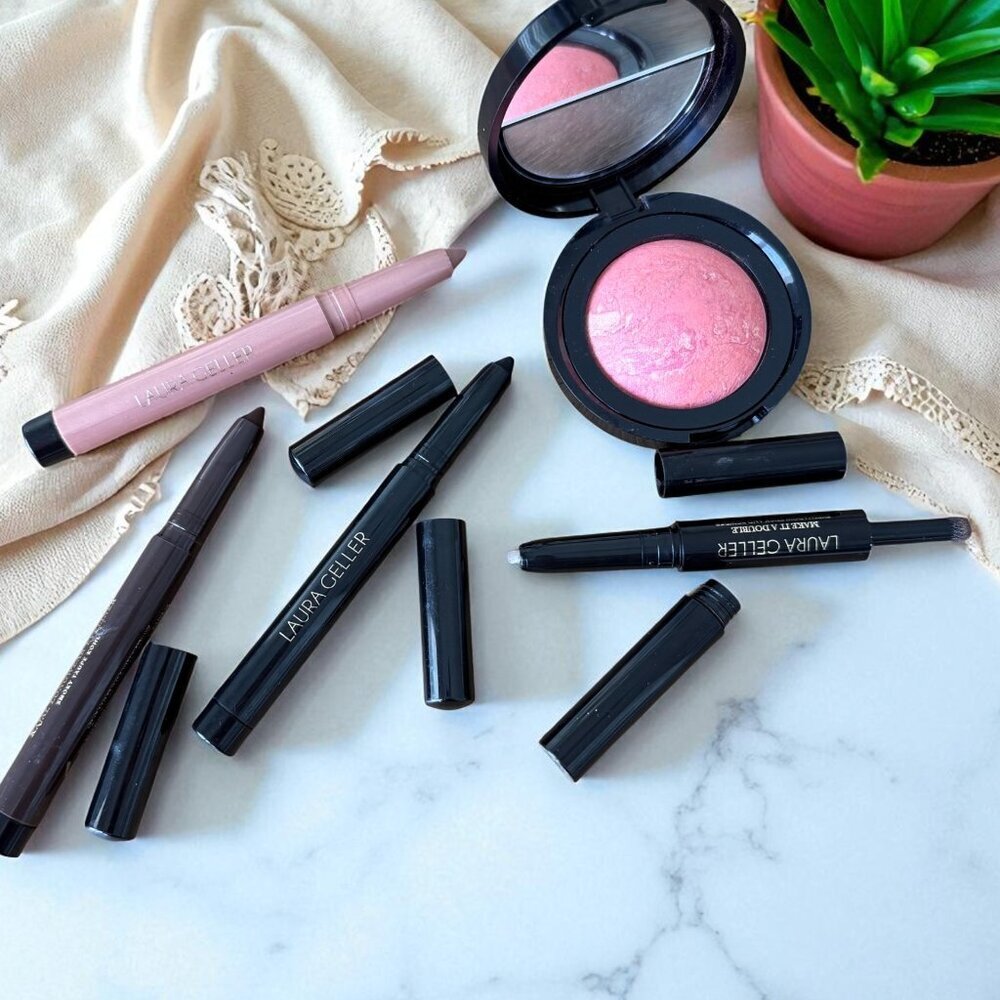 Laura Geller NEW 5 Piece Makeup Bundle Blush Eyeliner Eyeshadow - Picture 2 of 12